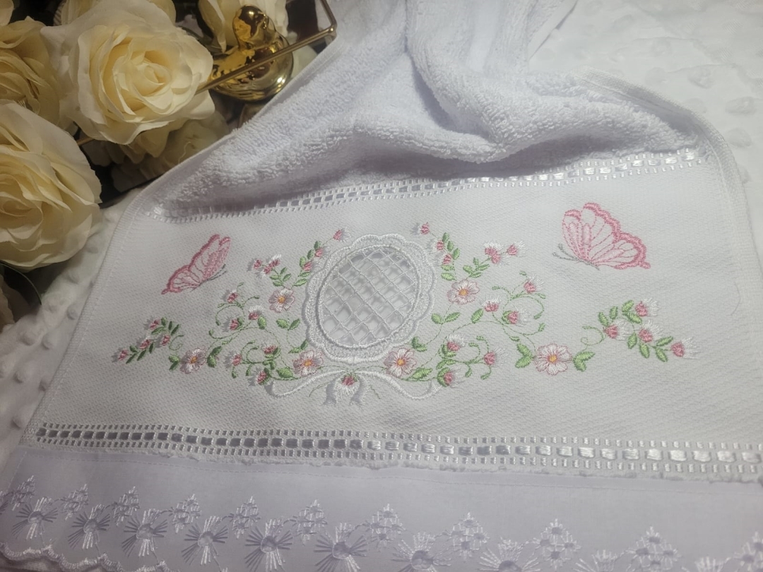 Matriz de bordado floral com richelieu - Imagem 2