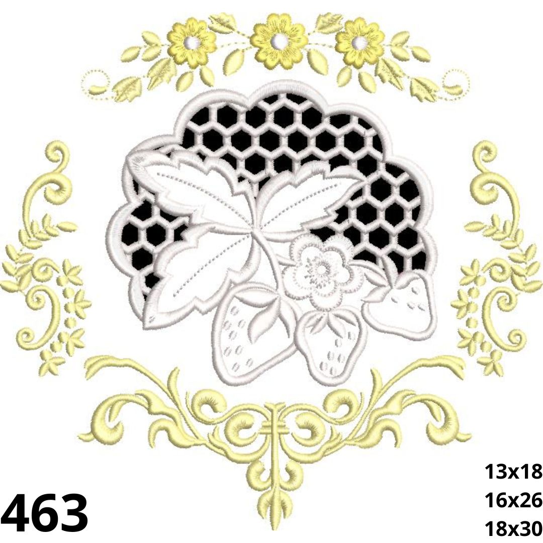 Matriz de bordado morango richelieur