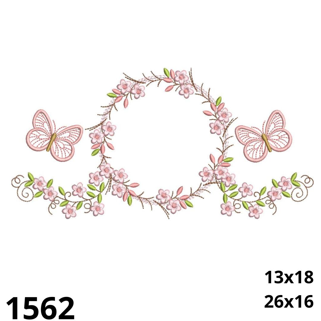 Matriz de bordado guirlanda floral moldura