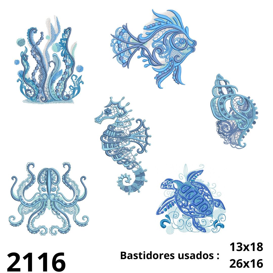 Matriz de bordado kit fundo do mar Estilizado