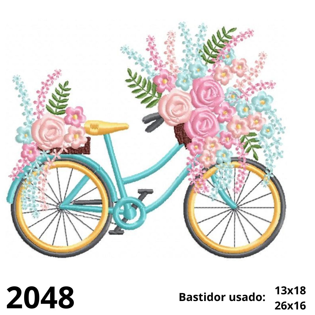 Matriz de bordado Bike floral