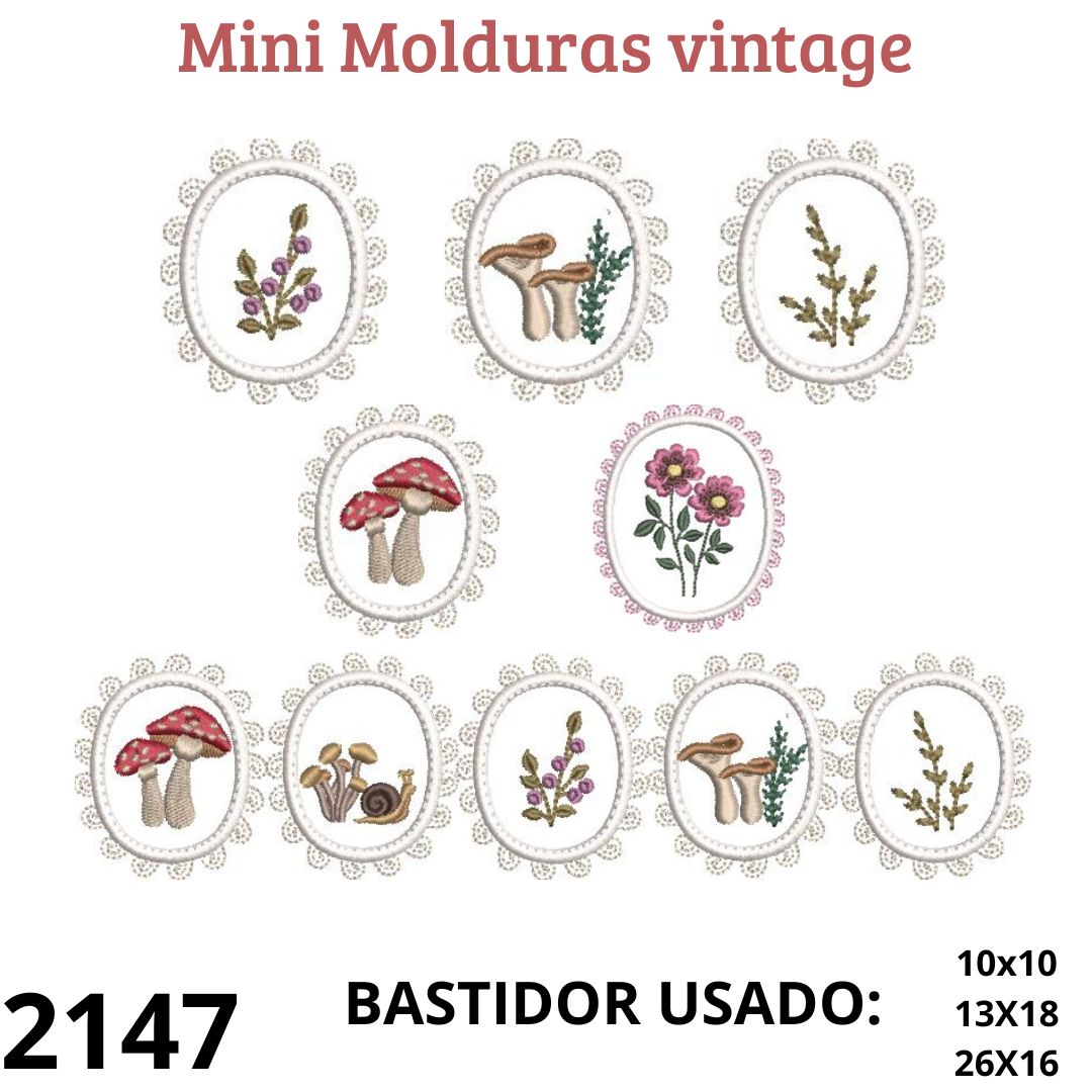 Matriz de bordado mini moldurinhas vintage e barrado
