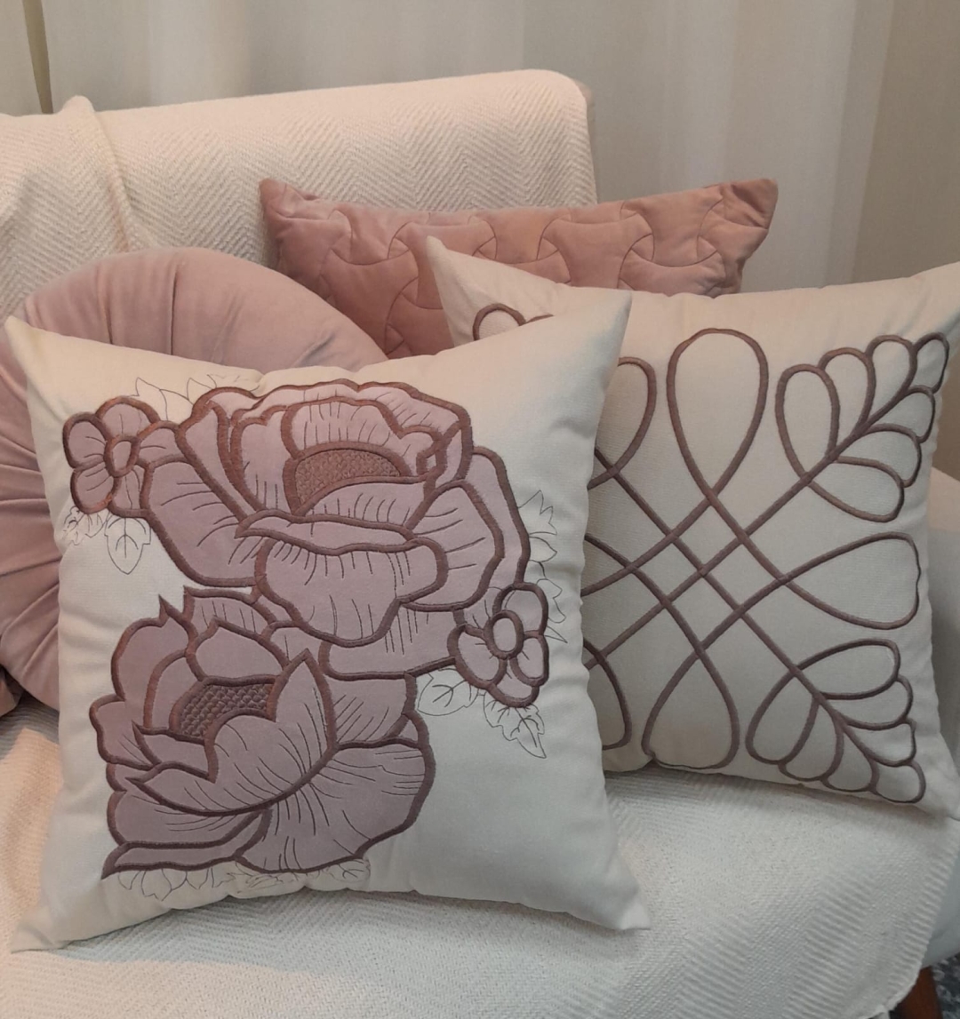 Matriz de bordado flores em aplique para almofadas - Imagem 3