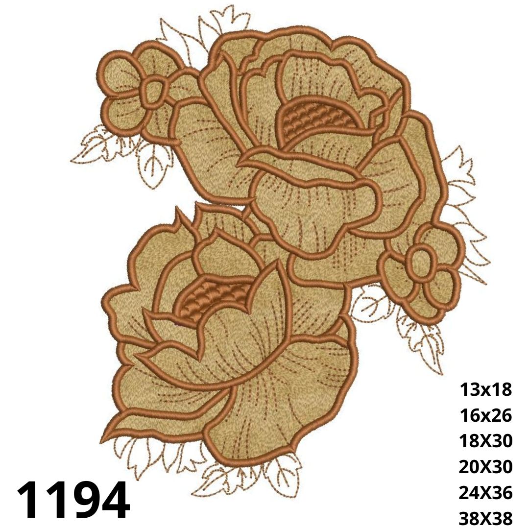 Matriz de bordado flores em aplique para almofadas