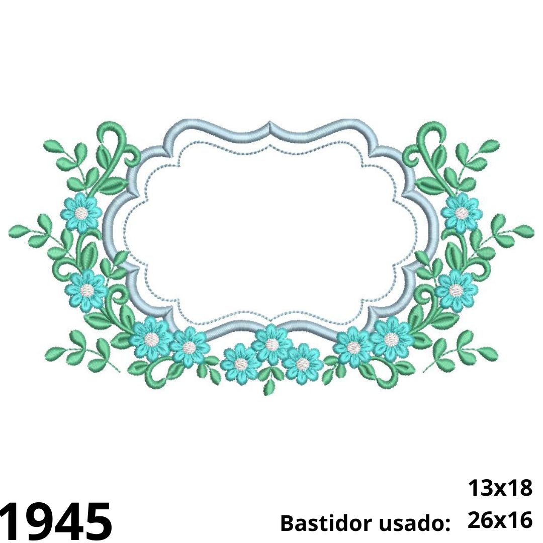 Matriz de bordado Moldura floral azul