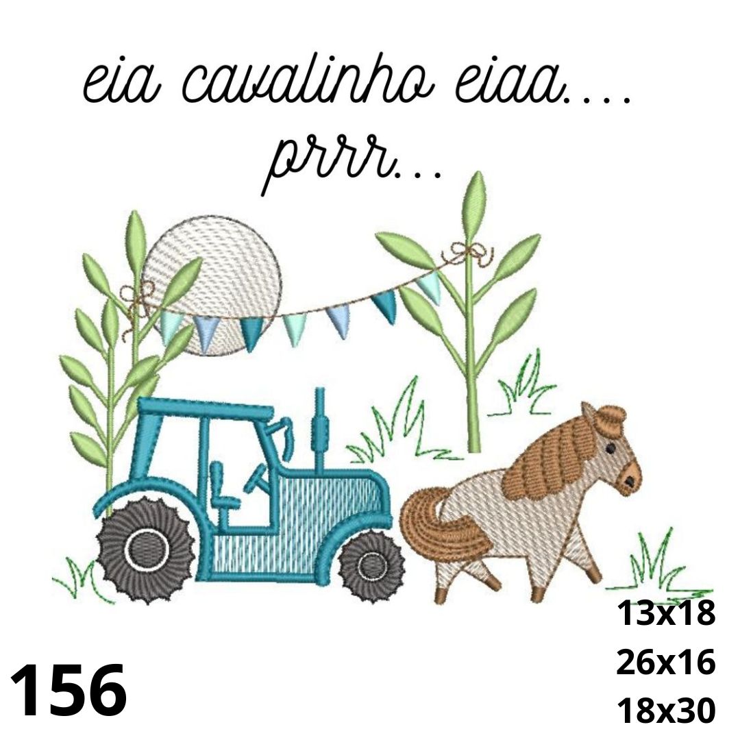 Matriz de bordado cavalinho e trator
