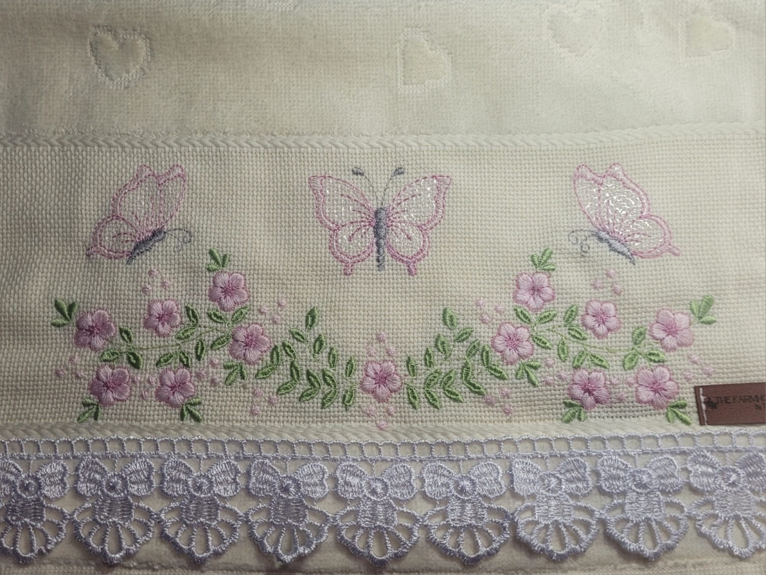 Matriz de bordado barrado floral e borboletinhas - Imagem 2