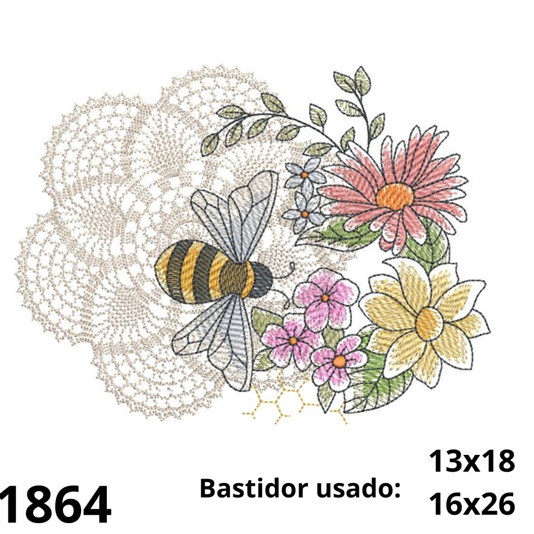 Matriz de bordado com Crochet e abelha