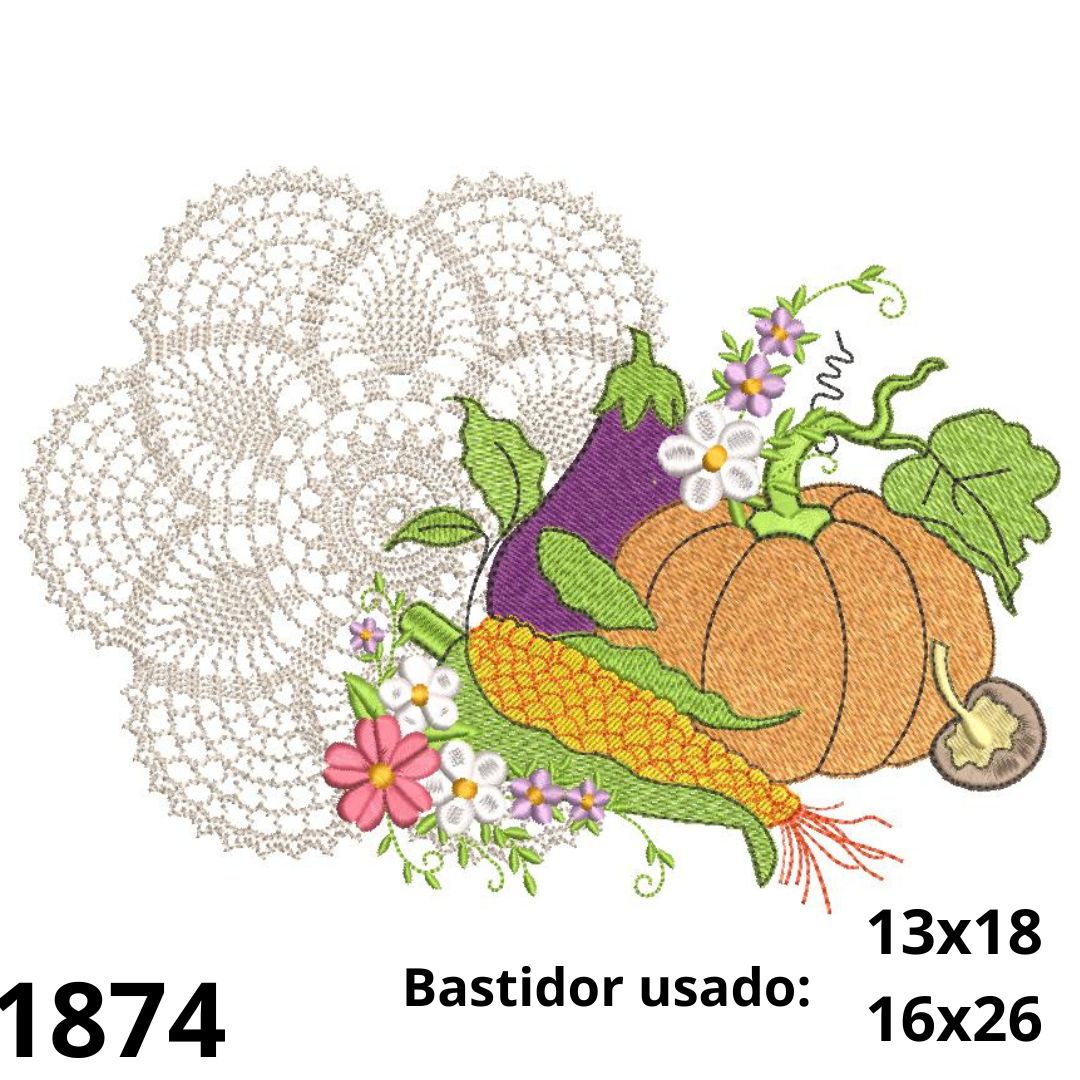 Matriz de bordado Crochet e legumes 01