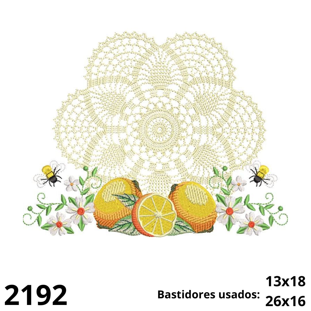 Matriz de bordado Renda com laranjas e flor