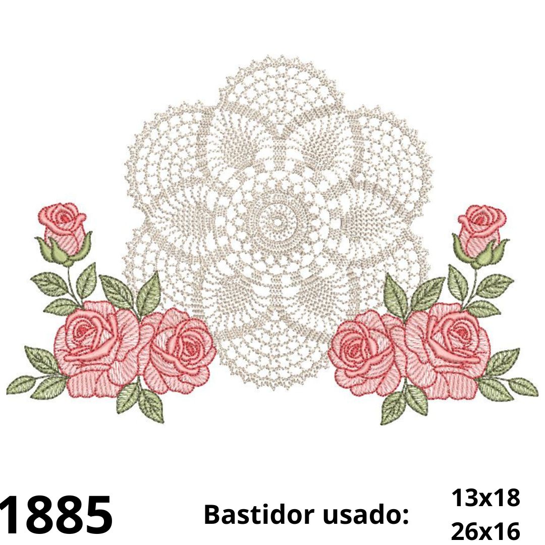 Matriz de bordado Crochet e Rosas