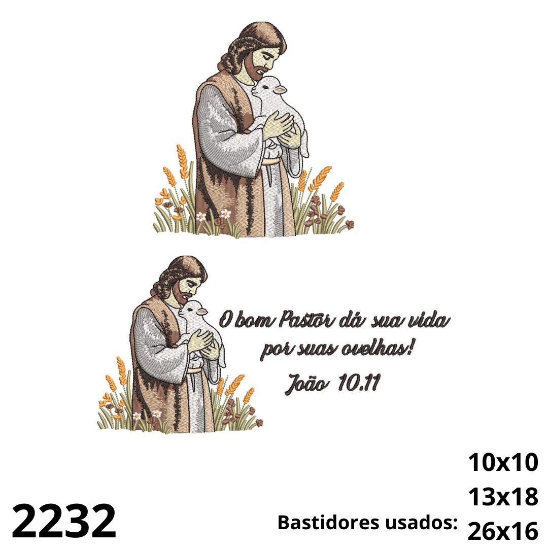 Matriz de bordado ovelhas e o bom pastor