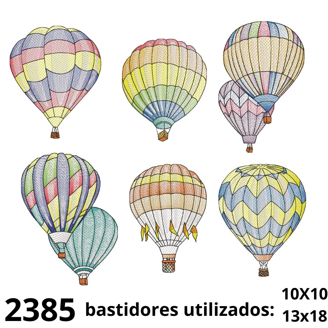 Matriz de bordado coleçao Balões de ar quente