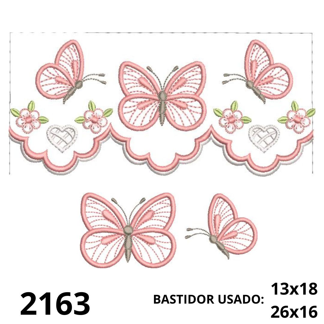 Matriz de bordado barrinha border CUTWORK com borboleta 3D {OPCIONAL}