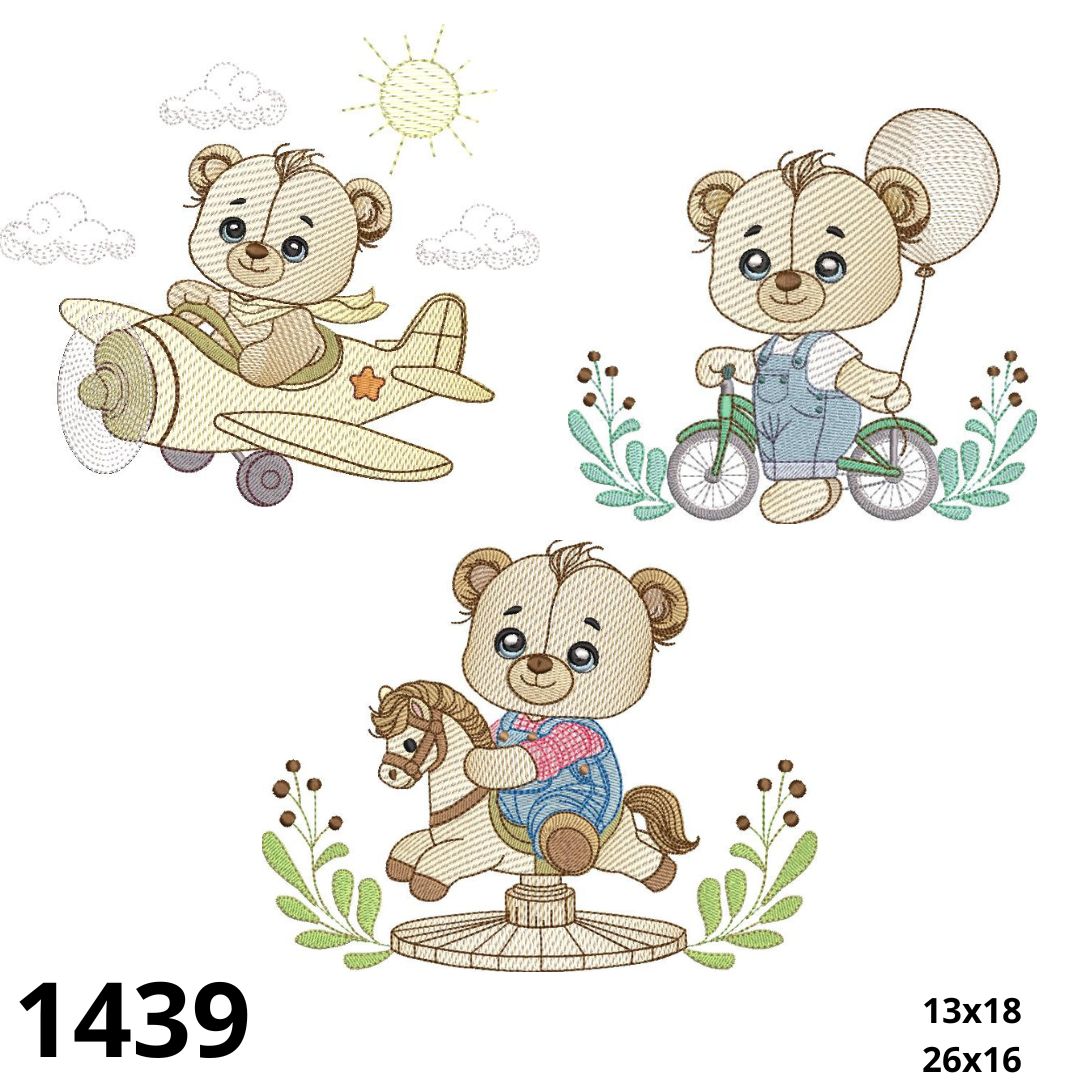 Matriz de bordado trio ursinhos