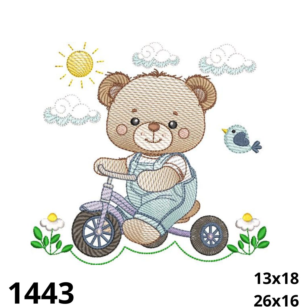 Matriz de bordado  ursinho na bicicletinha