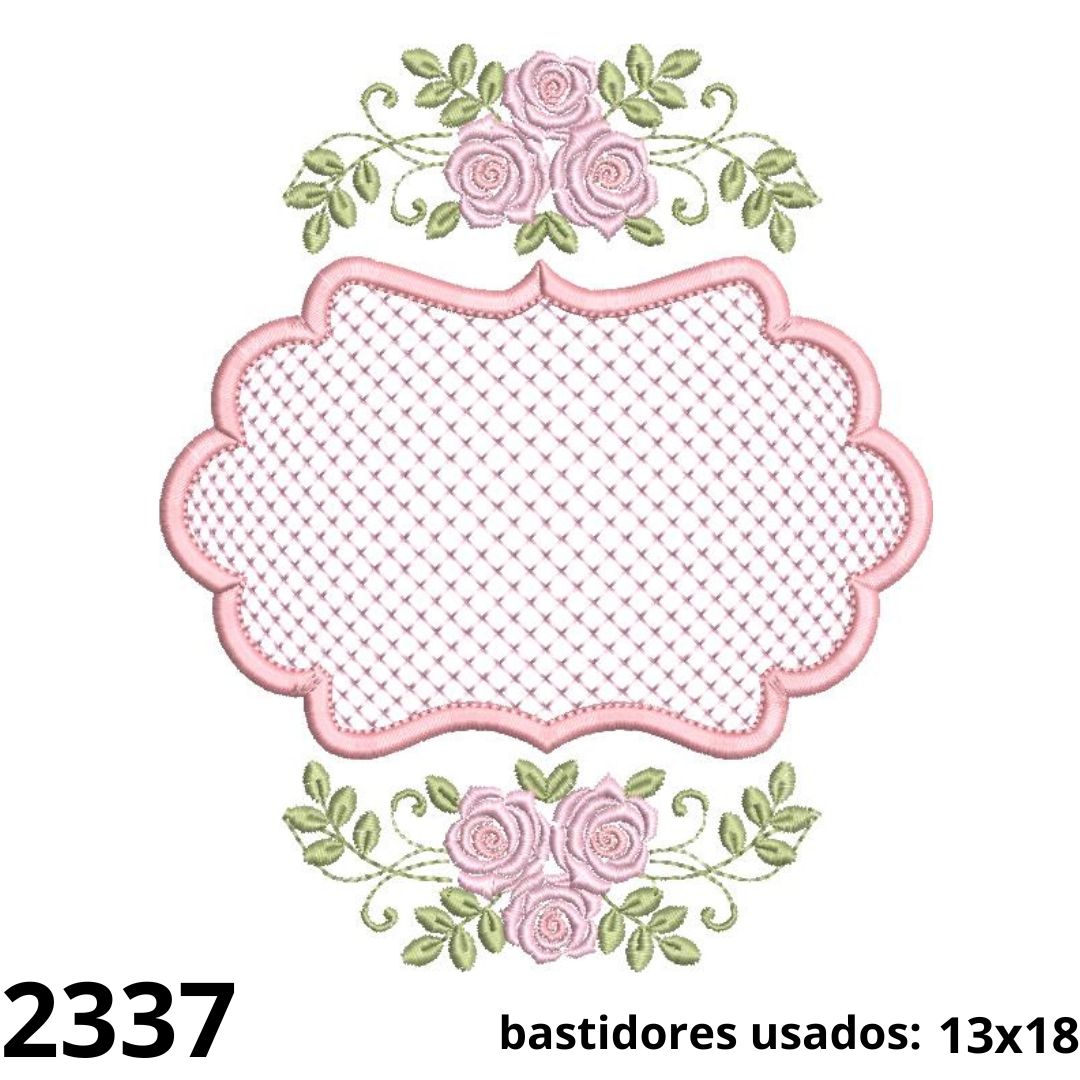 Matriz de bordado moldura floral 01