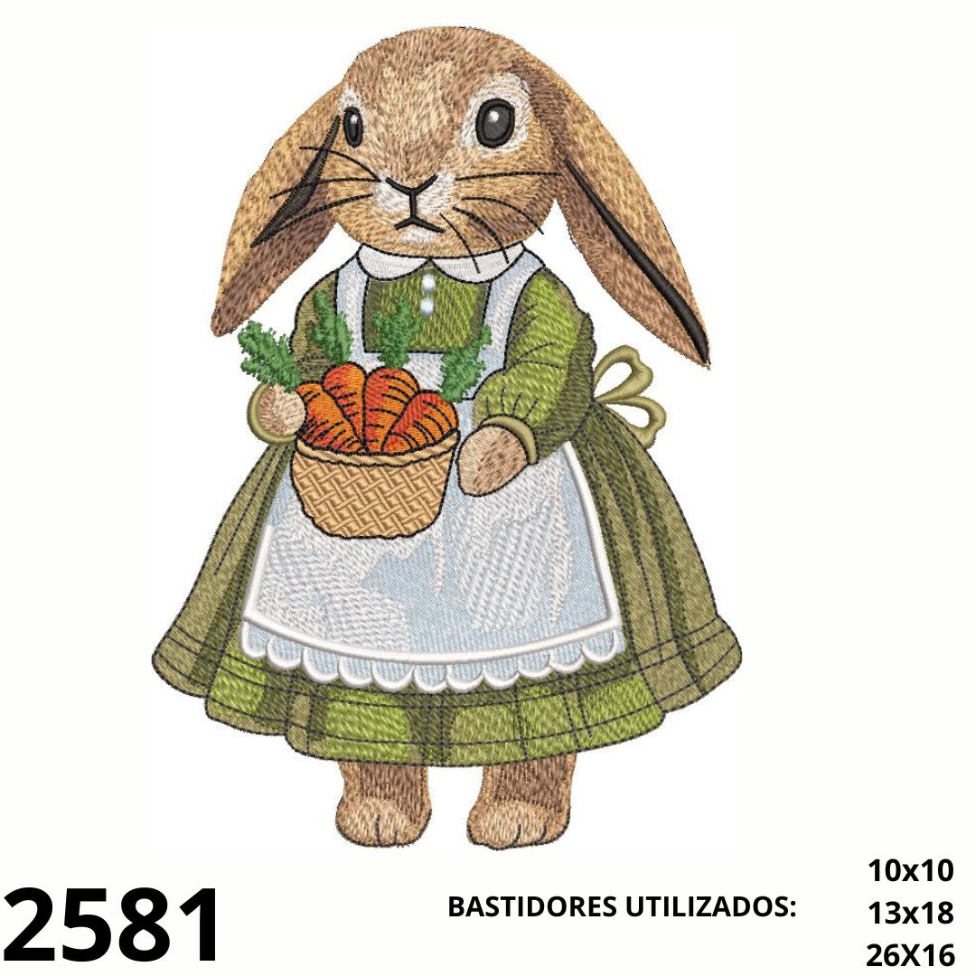 Matriz de bordado coelha e cenouras