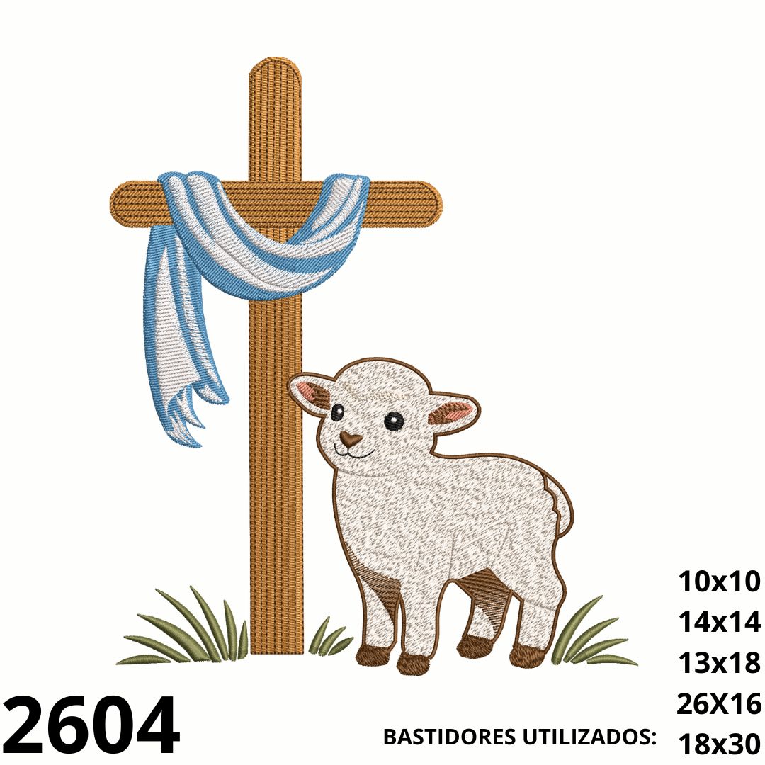 Matriz de bordado ovelhinha de pascoa Cristã
