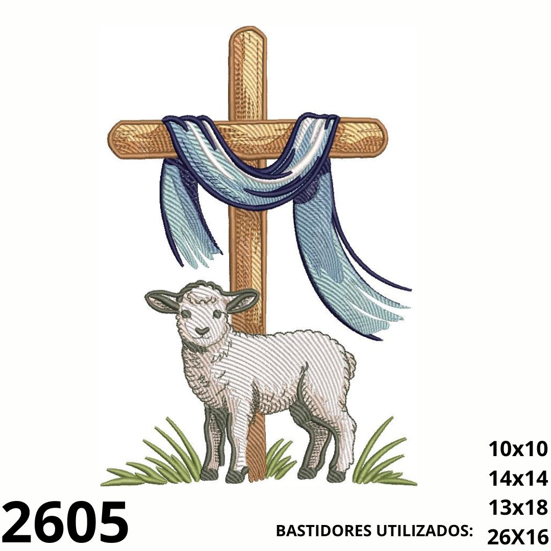 Matriz de bordado ovelhinha de pascoa Cristã