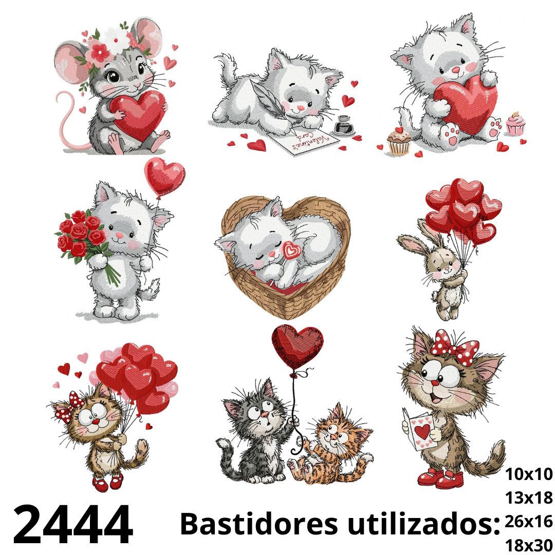 Matrizes de bordado kit dia dos namorados bichinhos românticos 02