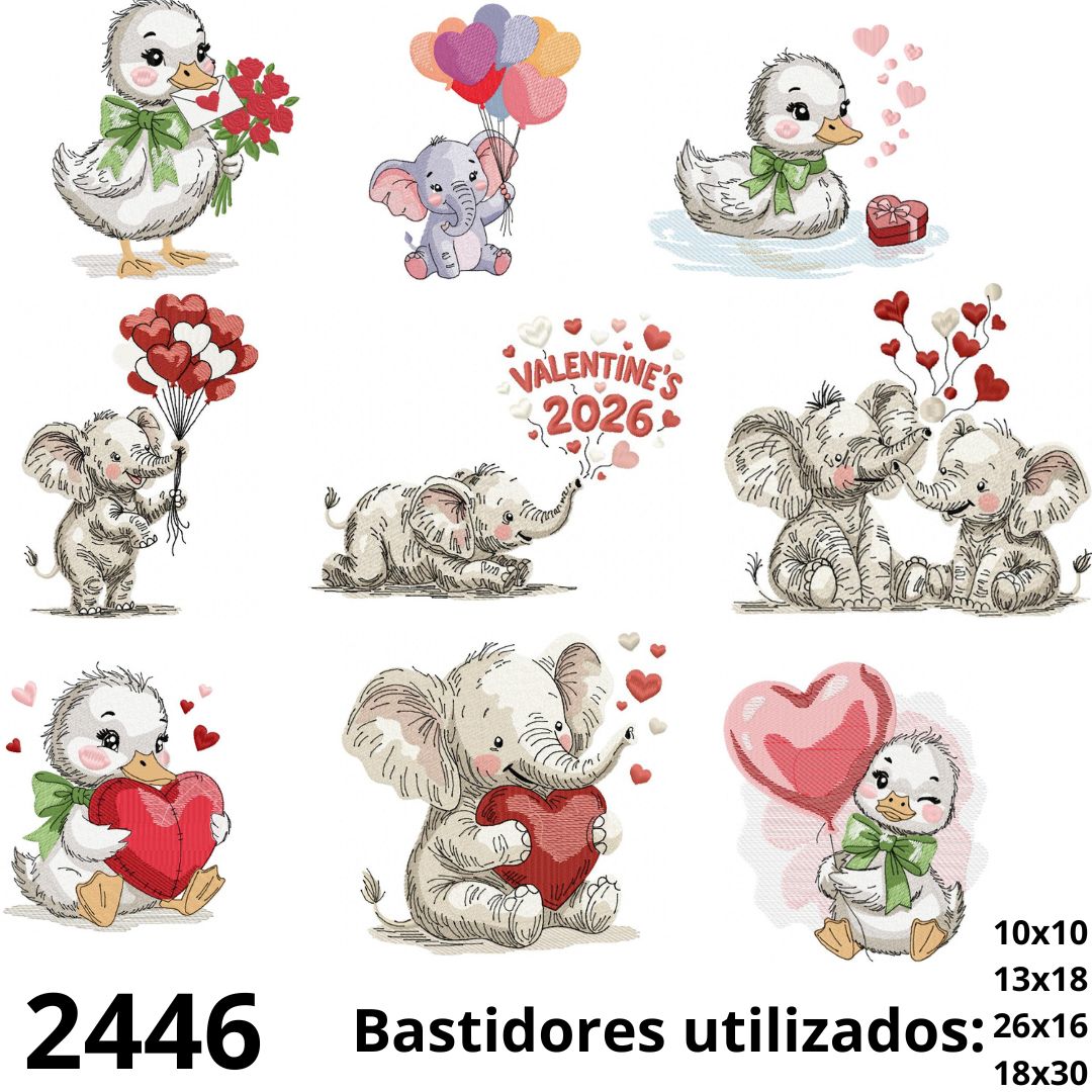 Matrizes de bordado kit dia dos namorados bichinhos românticos 03