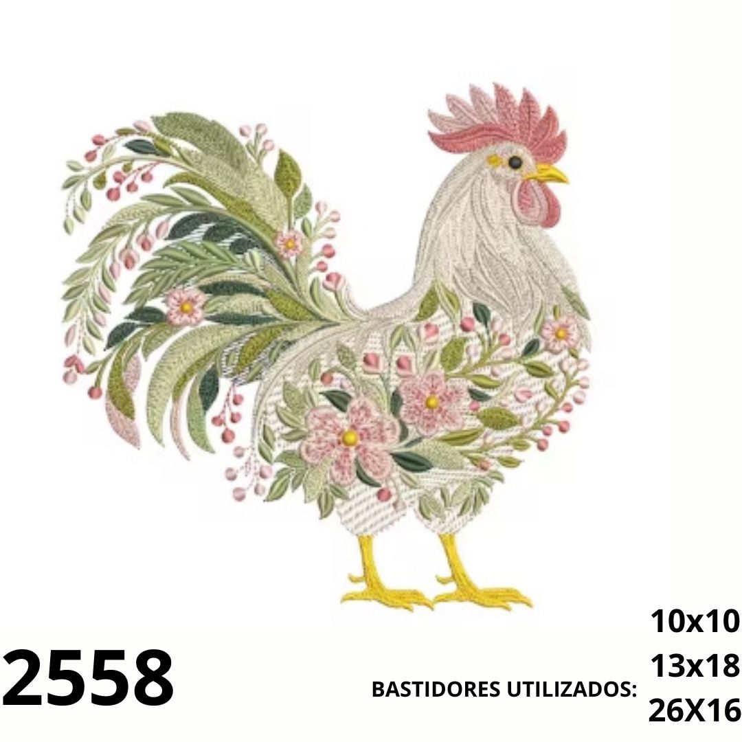 Matriz de bordado galo floral