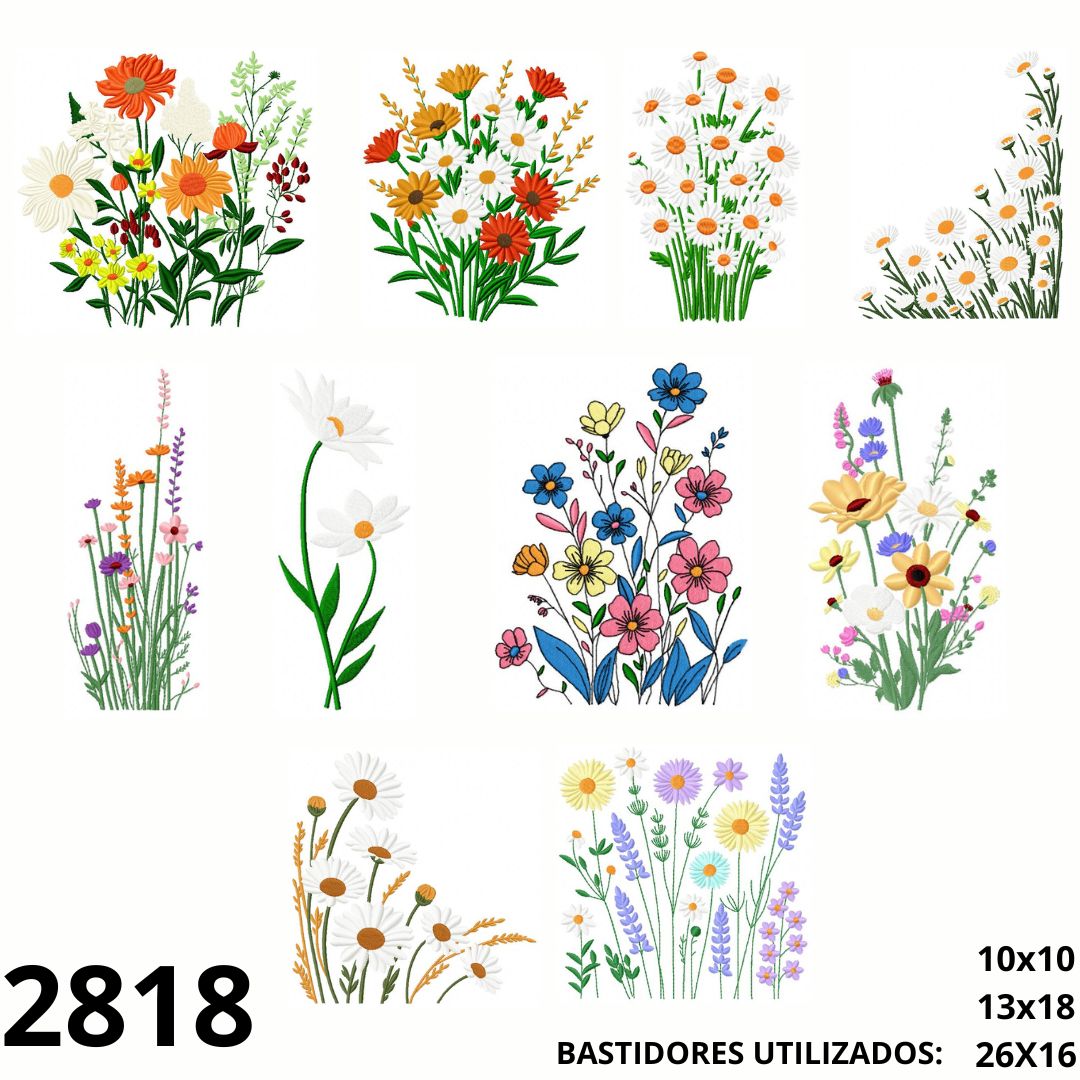 Matriz de bordado Combo flores 02
