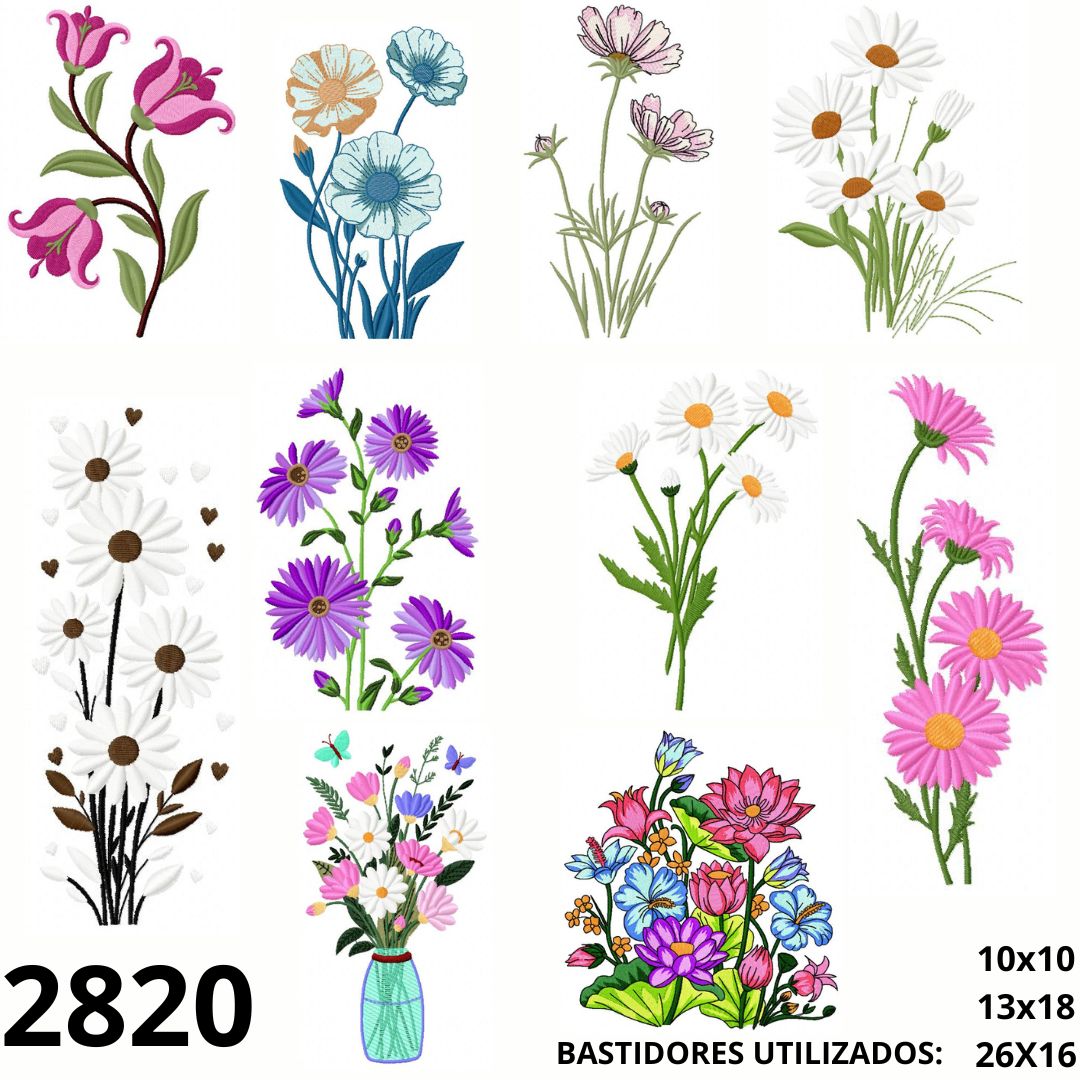 Matriz de bordado Combo flores 04
