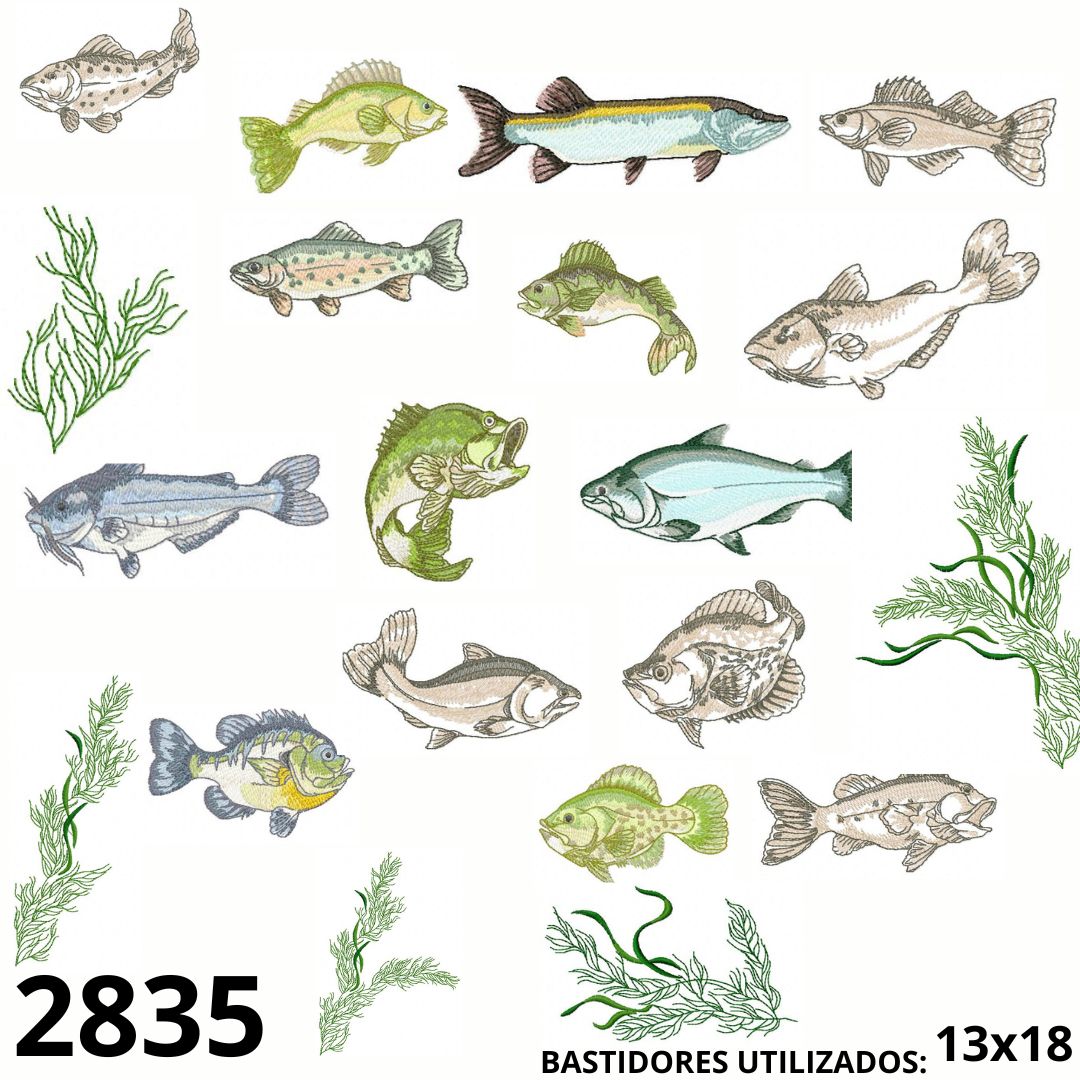 Matrizes de bordado pacote de  Peixes