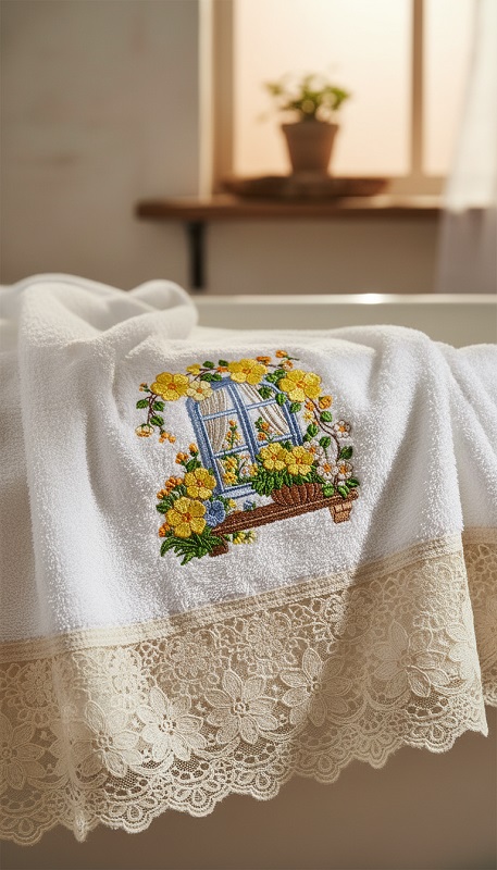 Matriz de bordado Janela com flores - Imagem 2