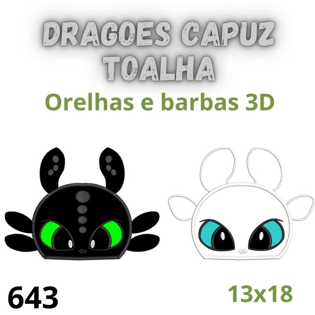 Matriz de bordado Projeto capuz toalha dragões