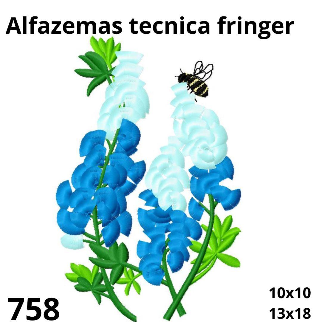 Matriz de bordado alfazemas tecnica fringer