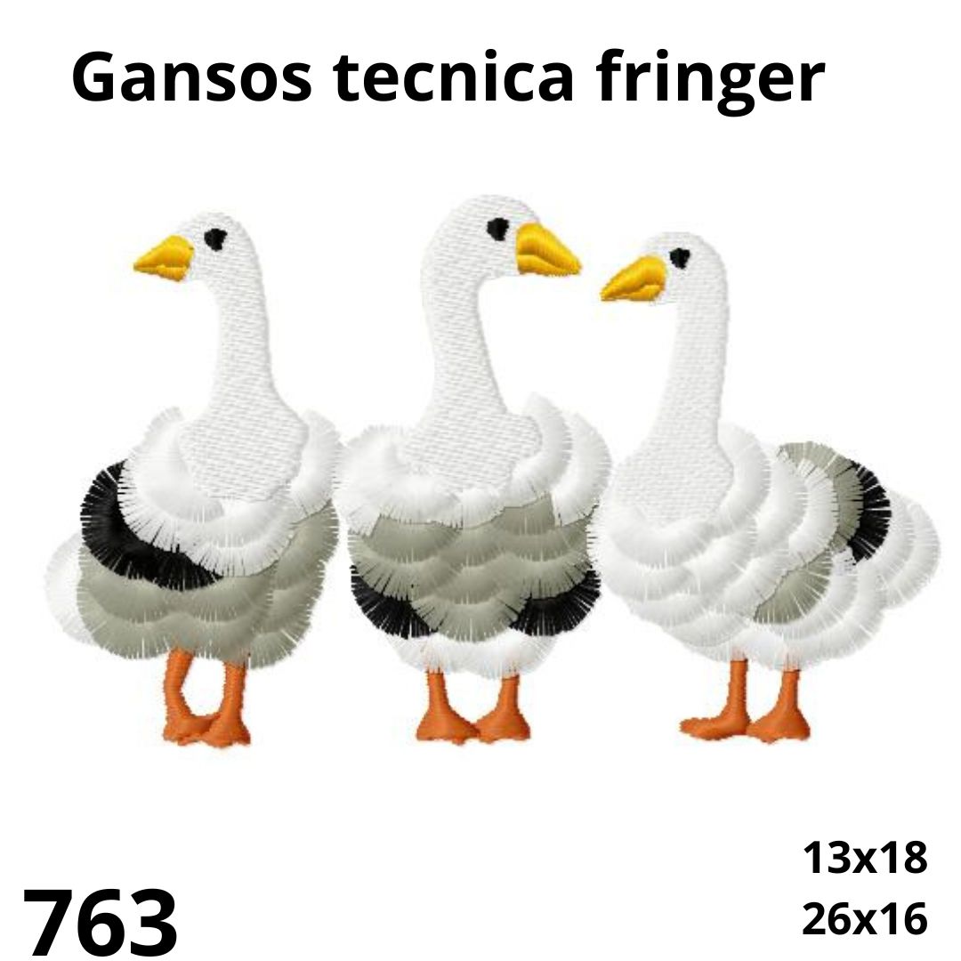 Matriz de bordado Gansos tecnica fringer