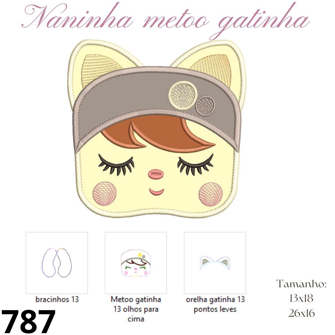Matriz de bordado Projeto Naninha  Gatinha nency