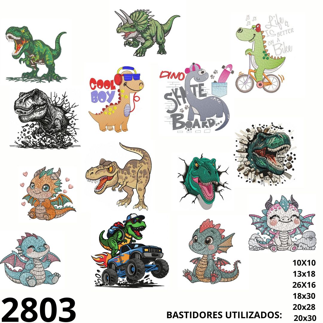 Matriz de bordado Combo de dinossauros