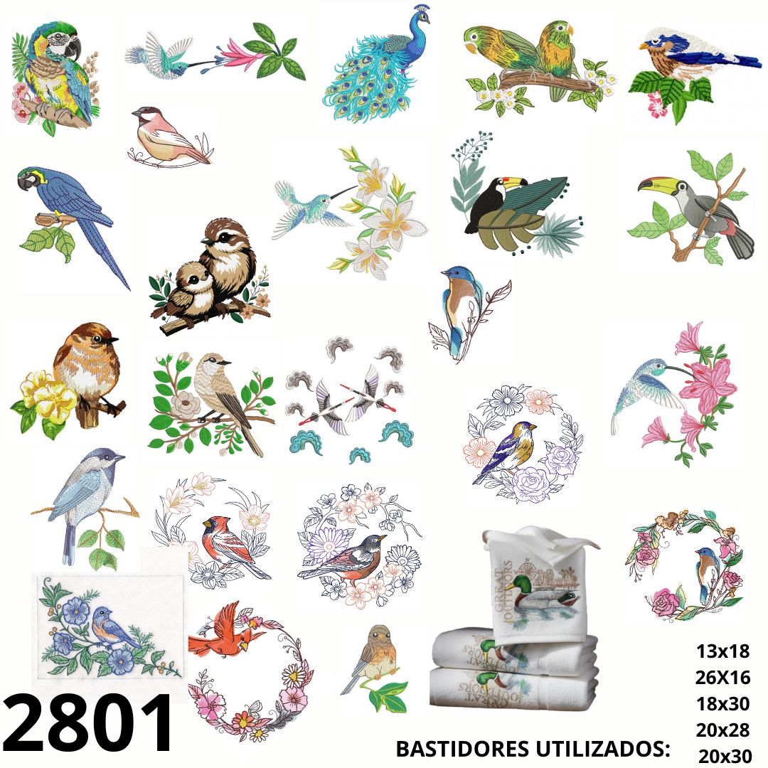 Matriz de bordado Combo de aves e passarinhos