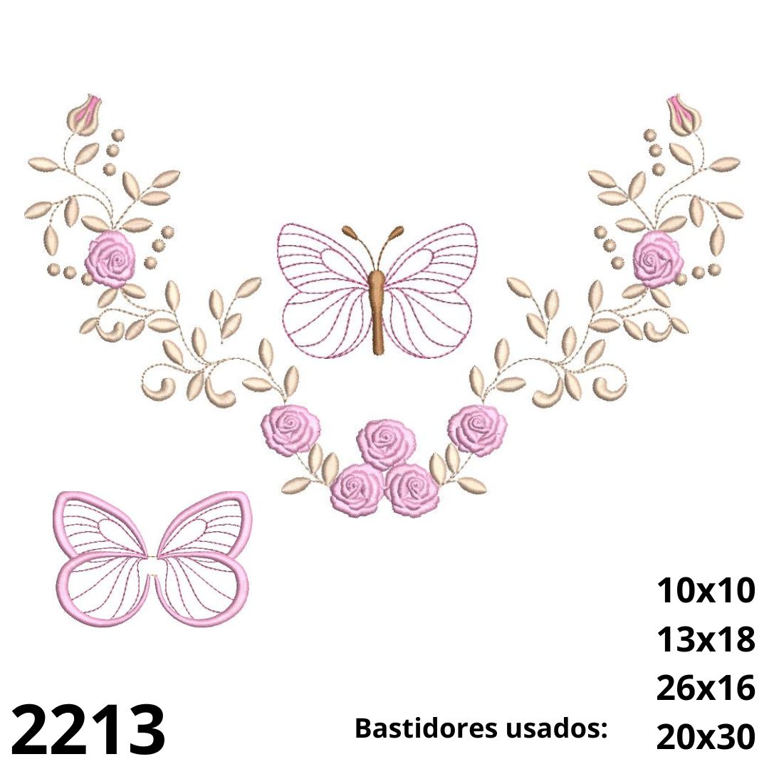 Matriz de bordado Barrado borboletinhas 3d 04