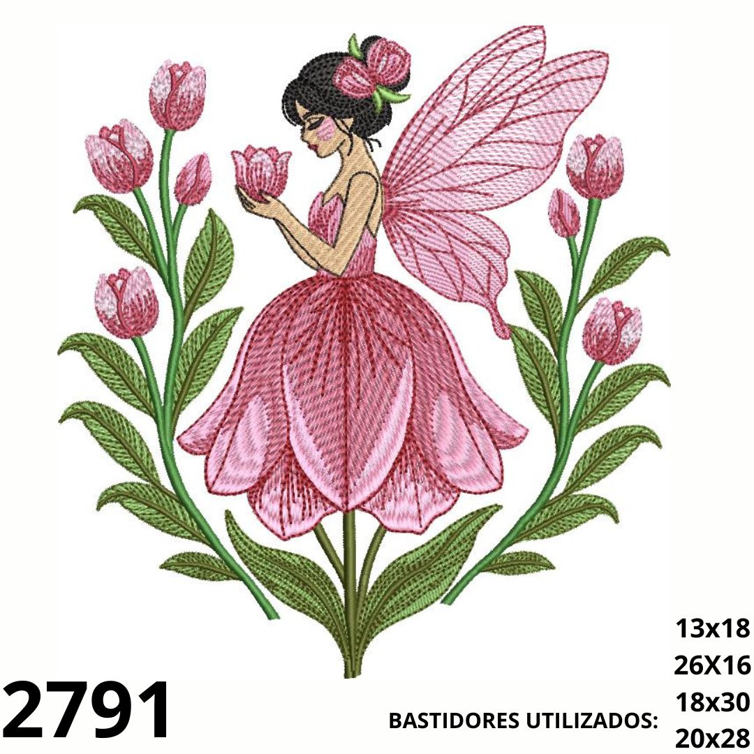 Matriz de bordado Fadinha tulipa