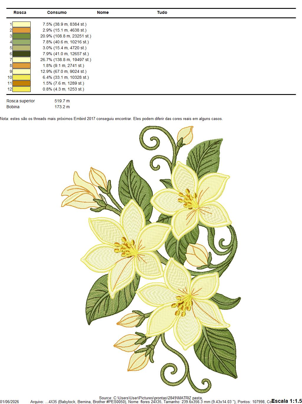 Matriz de bordado flor de casamento - Imagem 5