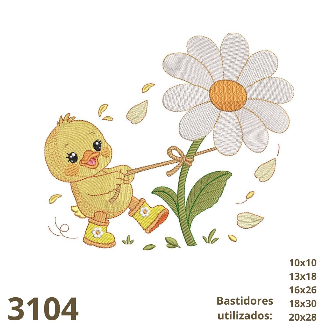 Arquivo de bordado patinho com flor